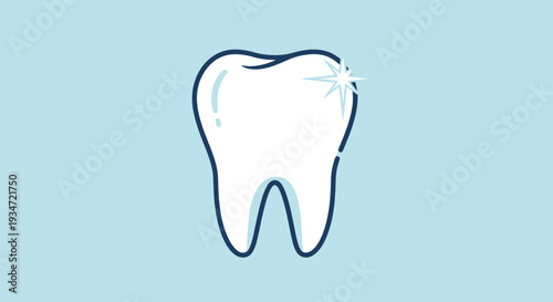 Healthy And Clean Tooth Illustration Shining Bright With Blue Background For Dental Health