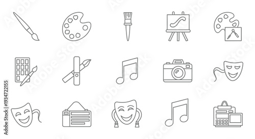 Collection of artistic and creative icons.