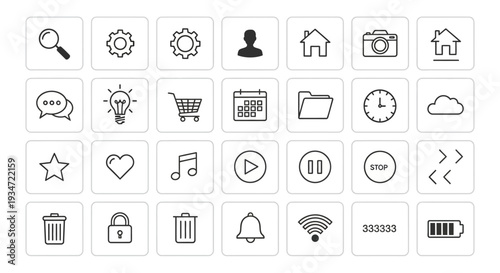 Collection of various web icons.