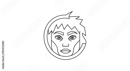 Cartoon face with shocked expression.