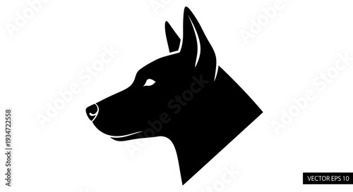 Black silhouette of dog head profile.