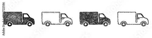 Sketch delivery van icon design set
