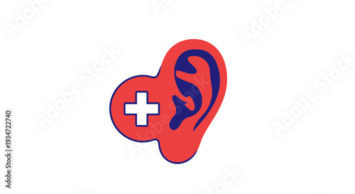 Hearing Care Concept Depicted Using Ear And Medical Cross Iconography