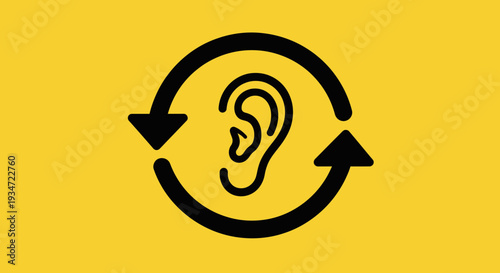 Hearing Cycle Symbol: Illustrative Concept of Sound, Auditory Perception, and Communication