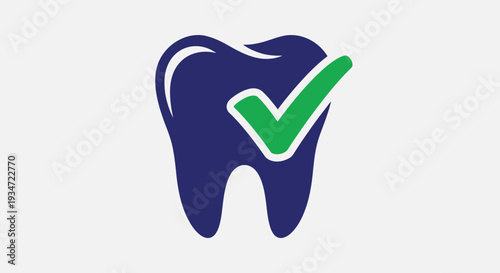 Healthy Teeth Icon Showing Green Checkmark Indicating Dental Health and Wellness