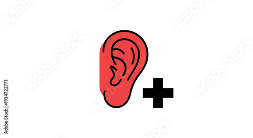 Hearing Enhancement: Ear Plus Sign Represents Auditory Amplification Concept