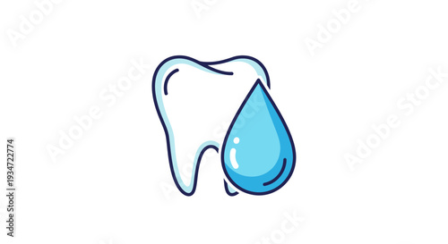 Healthy Teeth Icon with Water Drop Illustrating Oral Hygiene and Dental Wellness
