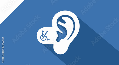Hearing Impairment Accessibility Symbol Design On Blue Background Creative Concept