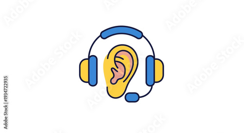 Hearing Aid and Communication System Icon Depicting Sound Assistance Technology