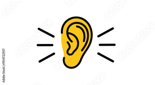 Hearing Icon Depicting Auditory Perception and Sound Awareness Visual Representation