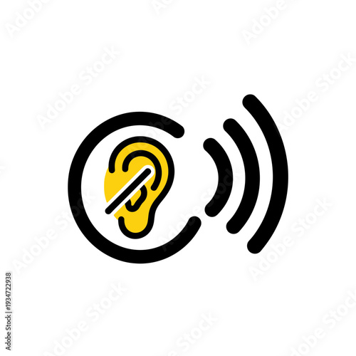 Hearing Impairment Symbol: Graphic Depiction of Deafness and Sound Wave Absence Visualization
