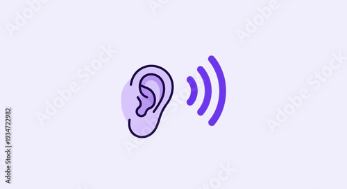Hearing Perception Symbol: Artistic Illustration Of Auditory Sense And Sound Waves