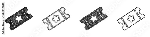 Sketch ticket icon design set