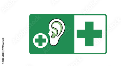 Hearing Aid Medical Symbol Depicting Ear Health and Emergency Assistance Sign