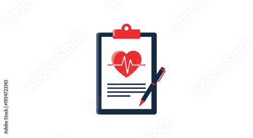 Heart Health Checkup Illustrated With Clipboard, Pen, and Vitality Assessment Visualization