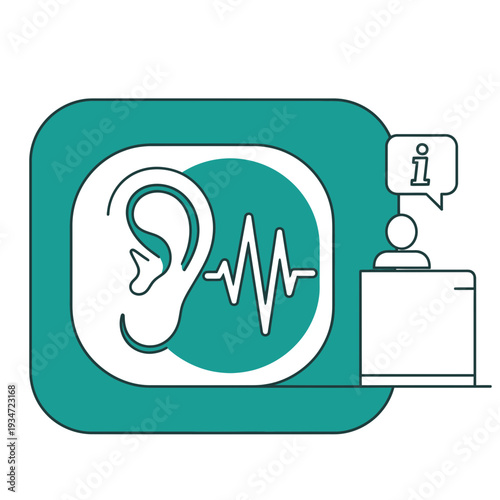 Hearing Aid Technology Depicted, Sound Wave Analysis, Information, and Assistance Illustration