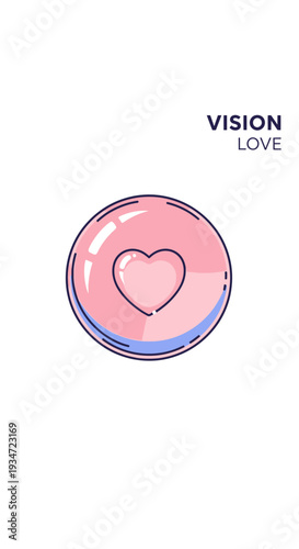 Heart Shape Symbol Within Bubble-like Sphere, Illustrating Vision and Affection's Essence