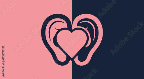Heart Shape Symbol Combining Ear Silhouette and Indicating Listening And Love Concepts
