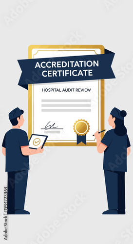 Hospital Accreditation Certificate Presented by Medical Professionals for Quality Assurance and