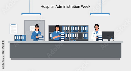 Hospital Administration Staff At Their Desks Preparing For Everyday Medical Procedures