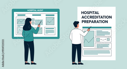Hospital Audit and Accreditation Preparation Presentation Illustration Concept