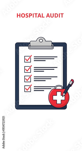 Hospital Audit Checklist Depicting Health Assessment, Compliance, and Healthcare Evaluation Process
