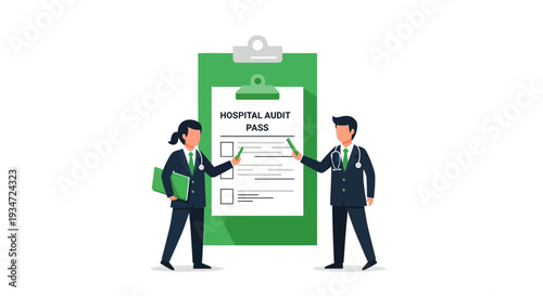 Hospital Audit Pass Verification Process With Doctors And Checklist Presentation