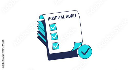 Hospital Audit Document with Checkmarks, Representing Approvals and Successful Completion