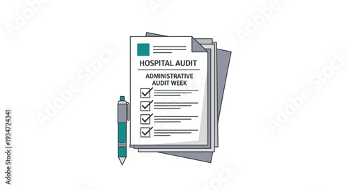 Hospital Audit Document With Pen Represents Healthcare Compliance and Examination