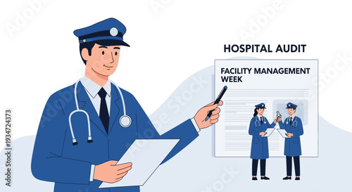 Hospital Audit Presentation Illustrates Facility Management Week and Healthcare Professionals