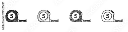 Sketch measuring tape icon design set