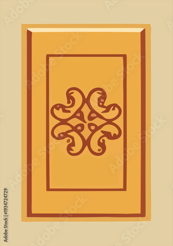 Classic Scroll Ornament Medallion Rectangular Panel Vector