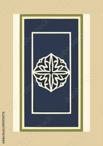 Folk Style Floral Emblem Medallion Mat Poster Vector

