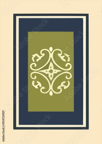 Minimal Scroll Rosette Medallion Mat Poster Vector

