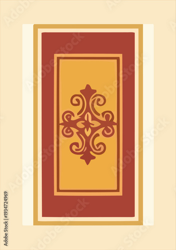 Classic Scroll Ornament Medallion Mat Print Panel Vector