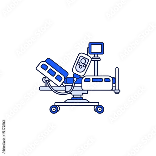 Hospital Bed Depiction: Medical Equipment Illustration Showcasing Healthcare and Patient Care
