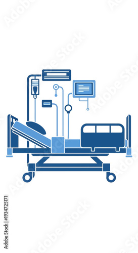 Hospital Bed Depiction: Medical Equipment Illustration Showcasing Healthcare and Patient Care