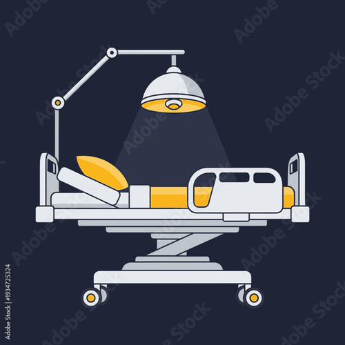Hospital Bed Illuminated By A Surgical Lamp Depicting Healthcare And Medical Treatment
