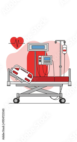Hospital Bed Illustrating Healthcare Equipment And Medical Procedures In Modern Medicine