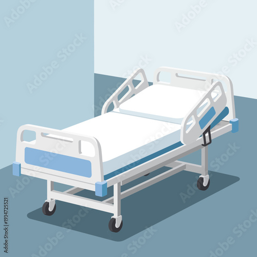 Hospital Bed Illustration: Modern Healthcare Furniture Design in a Clinical Environment