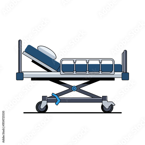 Hospital Bed Illustration: Modern Healthcare Equipment Depicting Medical Treatment and Recovery