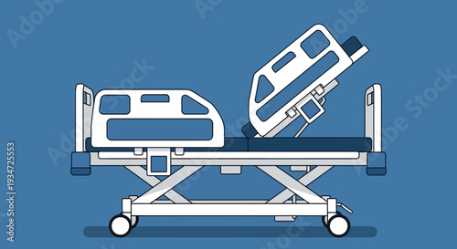 Hospital Bed Illustration Representing Healthcare and Patient Care in a Modern Style