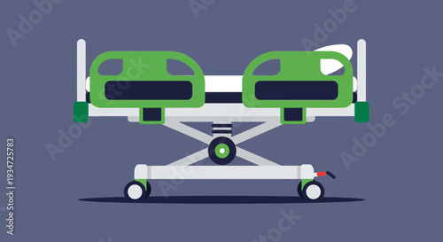 Hospital Bed in Flat Design Showing Equipment, Healthcare, and Medical Services