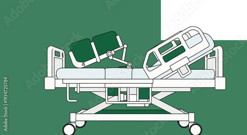 Hospital Bed In Elevated Position Depicting Care and Comfort, Vector Illustration