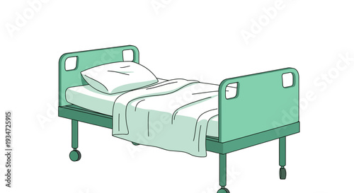 Hospital Bed Illustration Depicting Recovery, Rest, and Healthcare Concepts
