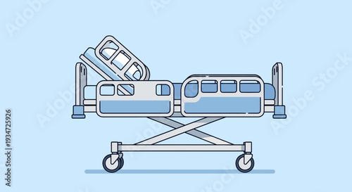 Hospital Bed Illustration Depicting Recovery, Healthcare, Treatment, and Medical Care