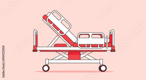 Hospital Bed Illustration Depicting Recovery, Healthcare, and Medical Treatment