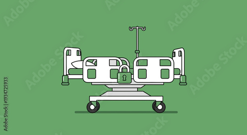 Hospital Bed Symbolizing Locked Access, Medical Privacy, And Healthcare Security Concept
