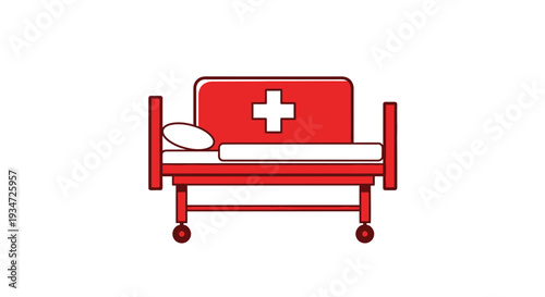 Hospital Bed With Cross Symbol Suggesting Emergency Care and Medical Assistance