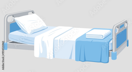 Hospital Bed With Clean Linens Ready For Patient Care and Medical Treatment Needs